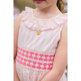 Capucine Blue Yellow Stripe Sleeveless Smocked Dress