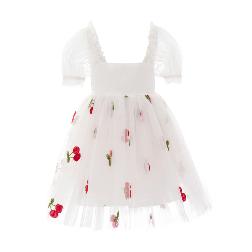 White Elysande Cherry Tulle Dress