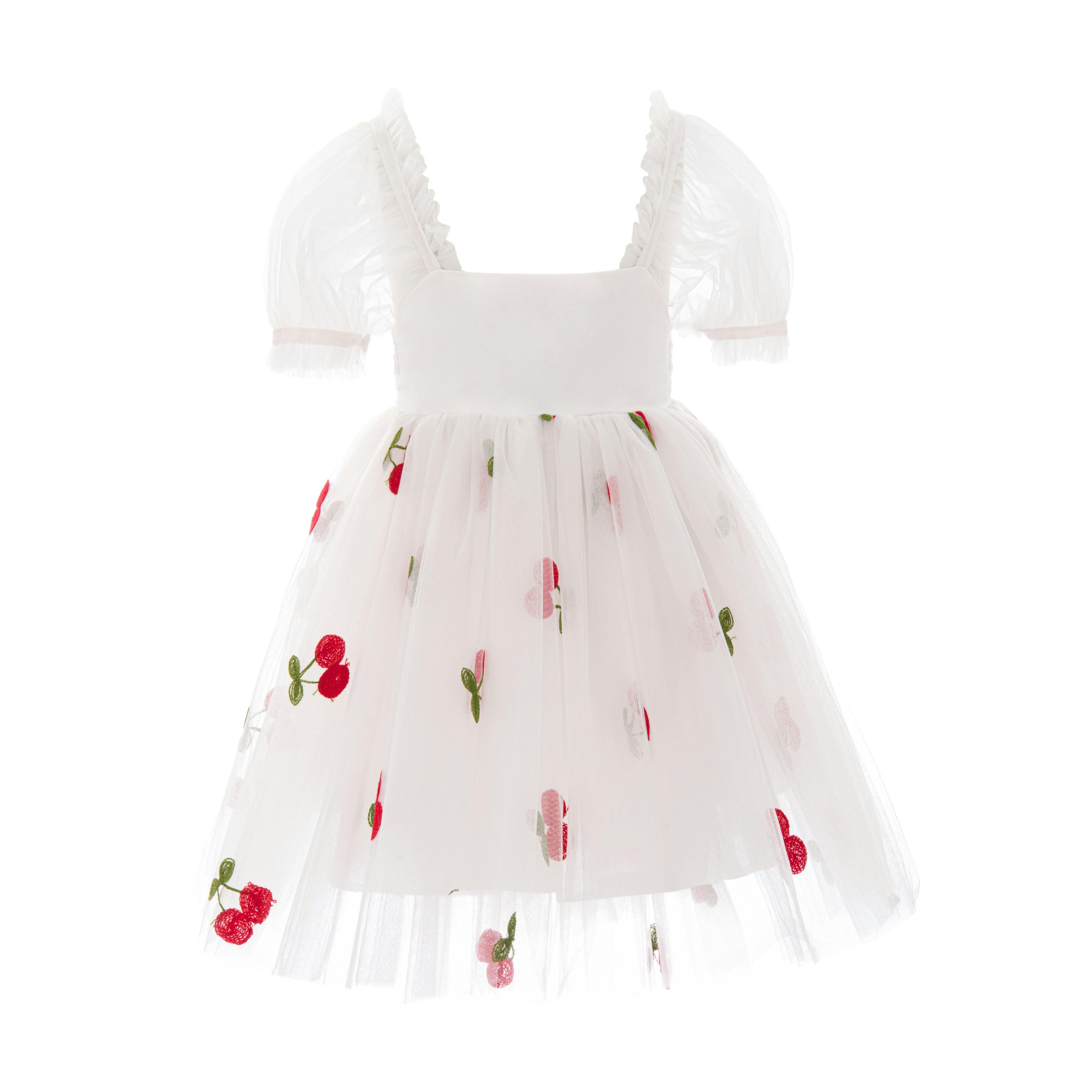 White Elysande Cherry Tulle Dress