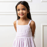 Organic Sleeveless Special Occasion Sundress with Bow Back Detail and Embroidery