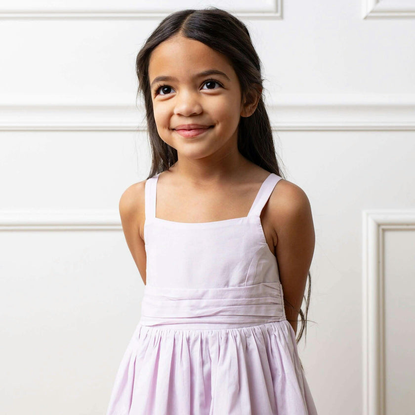 Organic Sleeveless Special Occasion Sundress with Bow Back Detail and Embroidery