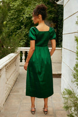Cassie Dress in Green Taffeta