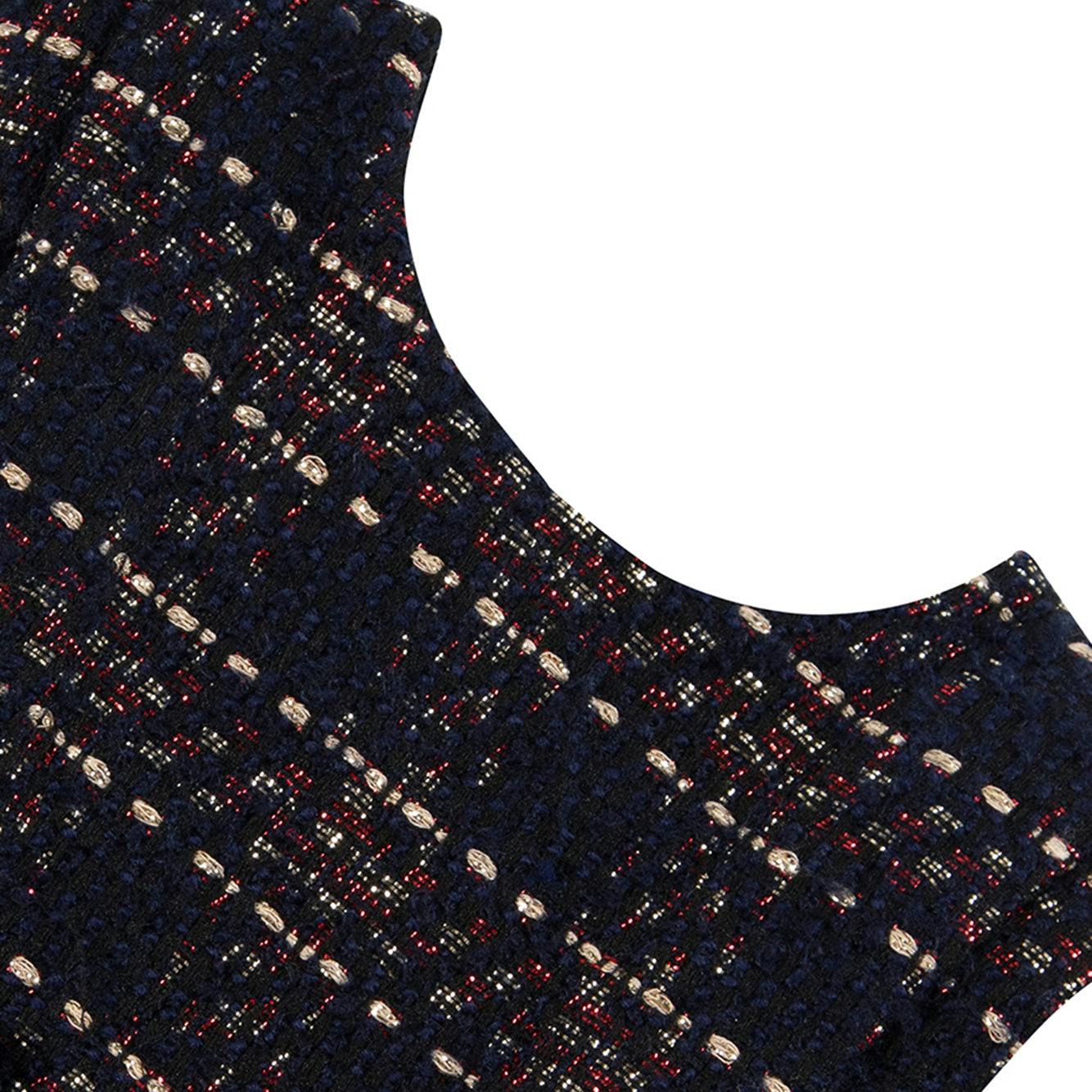 TARTINE ET CHOCOLAT BABY SLEEVELESS PLAID DRESS - MARINE