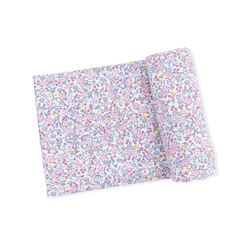 Elizabeth's Garden - 2 Way Ruffle Back Zipper Footie & Swaddle Blanket Set