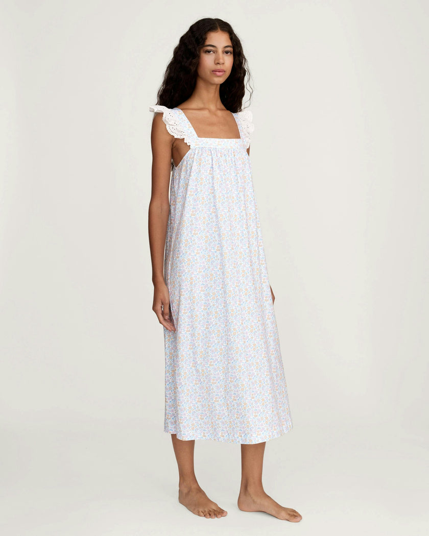 Women's Lightweight Pima Clara Nightgown in Fleur Blanche
