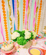 Packed Party Color Pop Streamer Party Backdrop Kit - 6 Colors of 72-Inch Crepe Paper Rolls with 60-Inch Gold Satin Ribbon for Photo Walls and Cake Tables