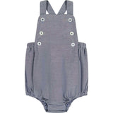Judson Bib Front Cross Back Romper, Blue