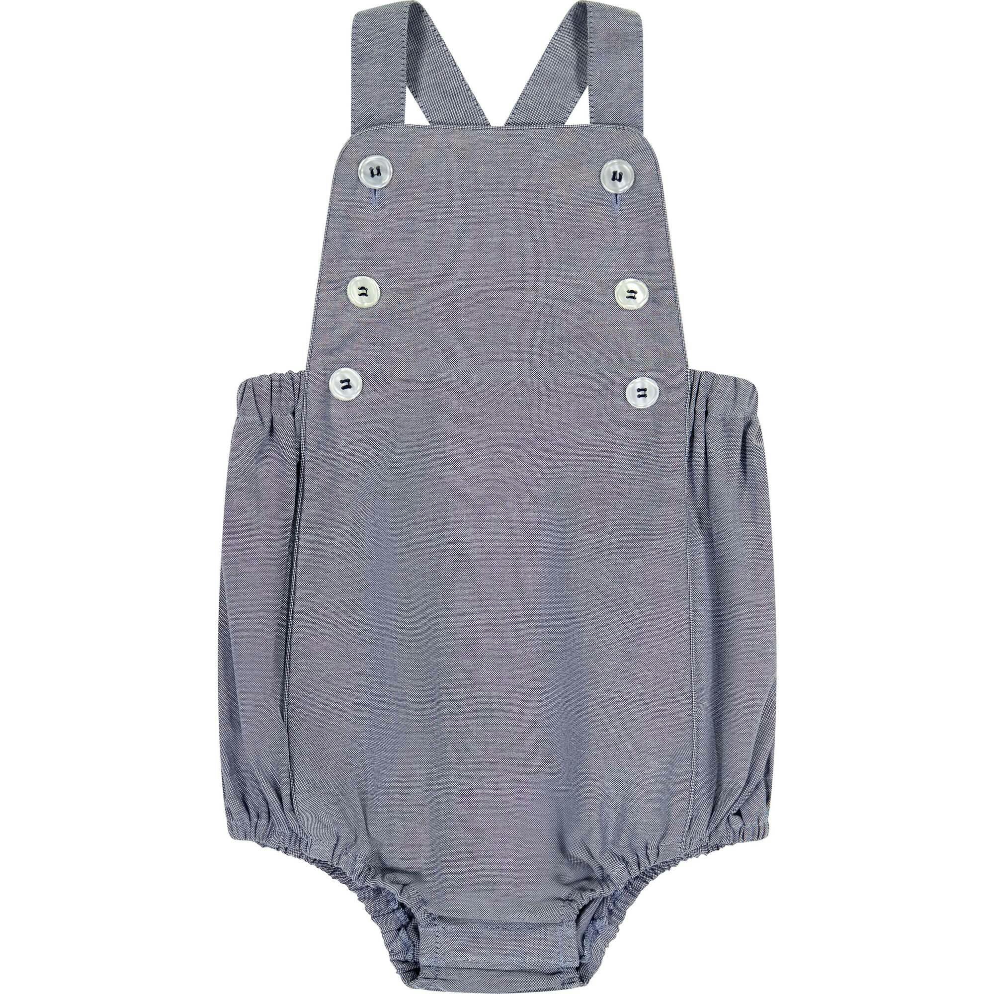 Judson Bib Front Cross Back Romper, Blue