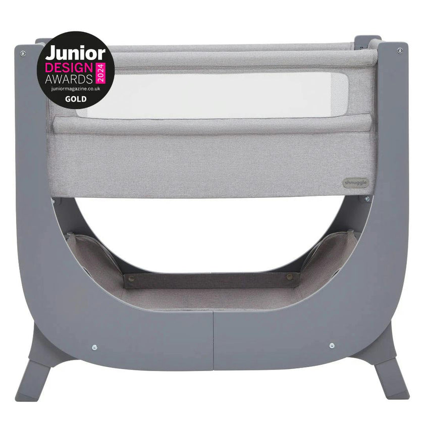 Shnuggle Air Lite Bedside Bassinet | Infant Crib | Height Adjustable Baby Bed with Mattress + 1 Waterproof + 2 White Sheets