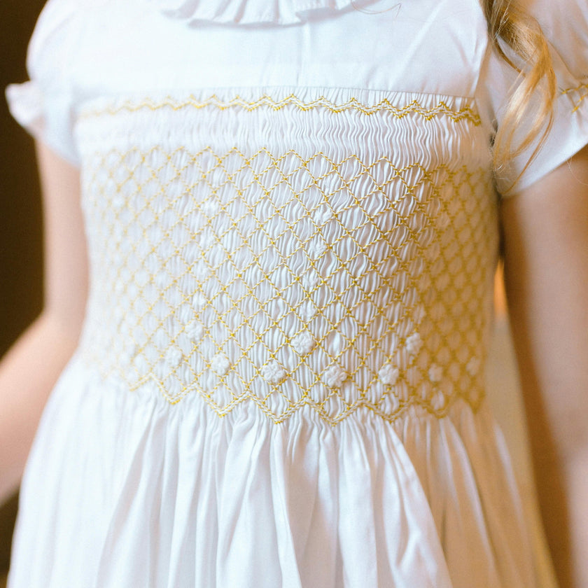 Colombe Gold Silk Ceremony Girl Dress