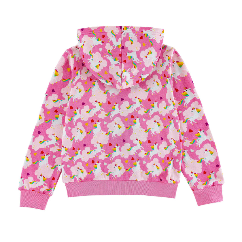 Soft Fleece Zip-up Hoodie, Dancing Unicorn