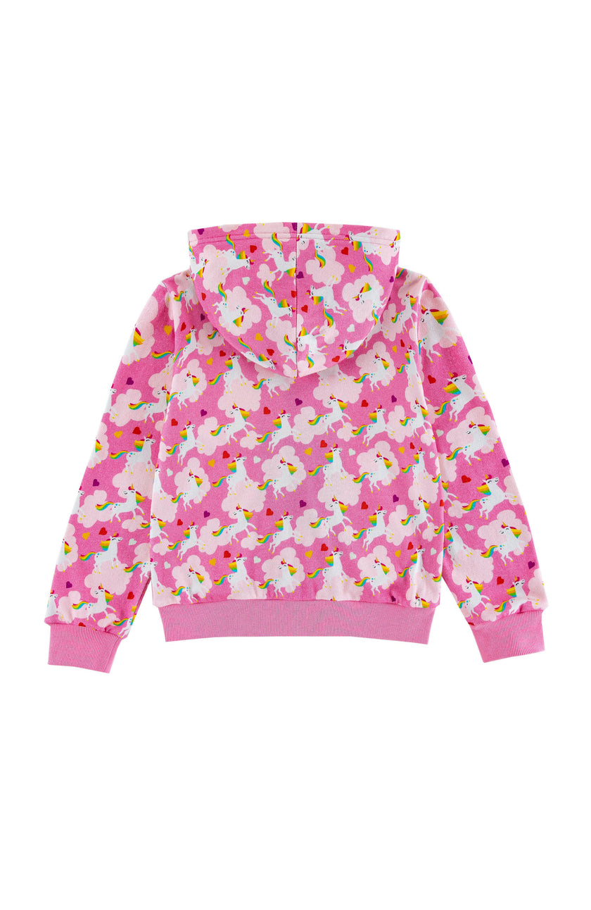 Soft Fleece Zip-up Hoodie, Dancing Unicorn