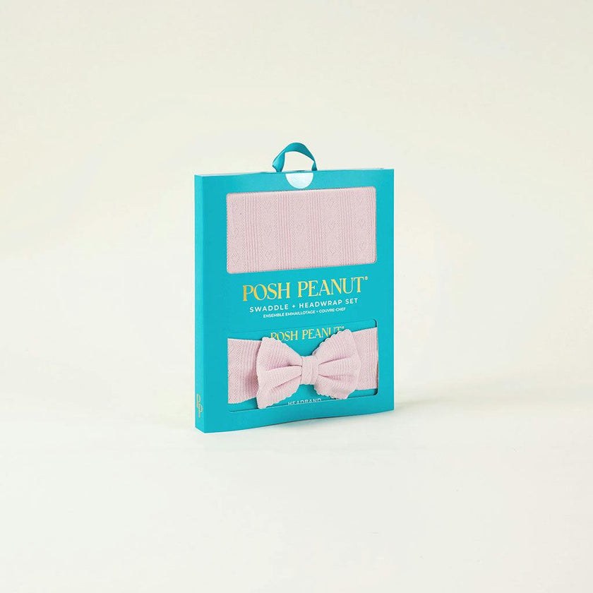 Icing Pink Pointelle Picot Swaddle Headband Set