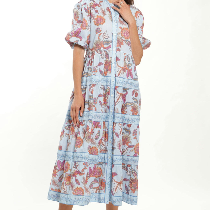 Milena Dress - Blue Botanical