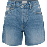 The Monty High-Rise Relaxed Fit Raw Hem Denim Shorts
