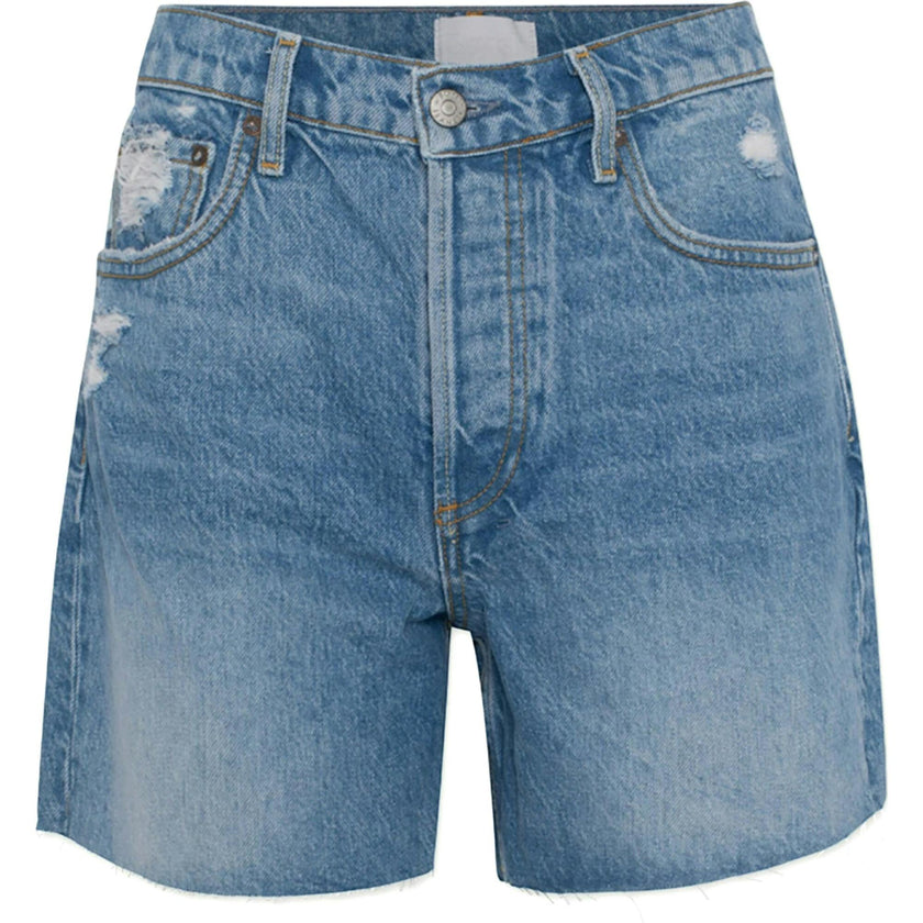 The Monty High-Rise Relaxed Fit Raw Hem Denim Shorts