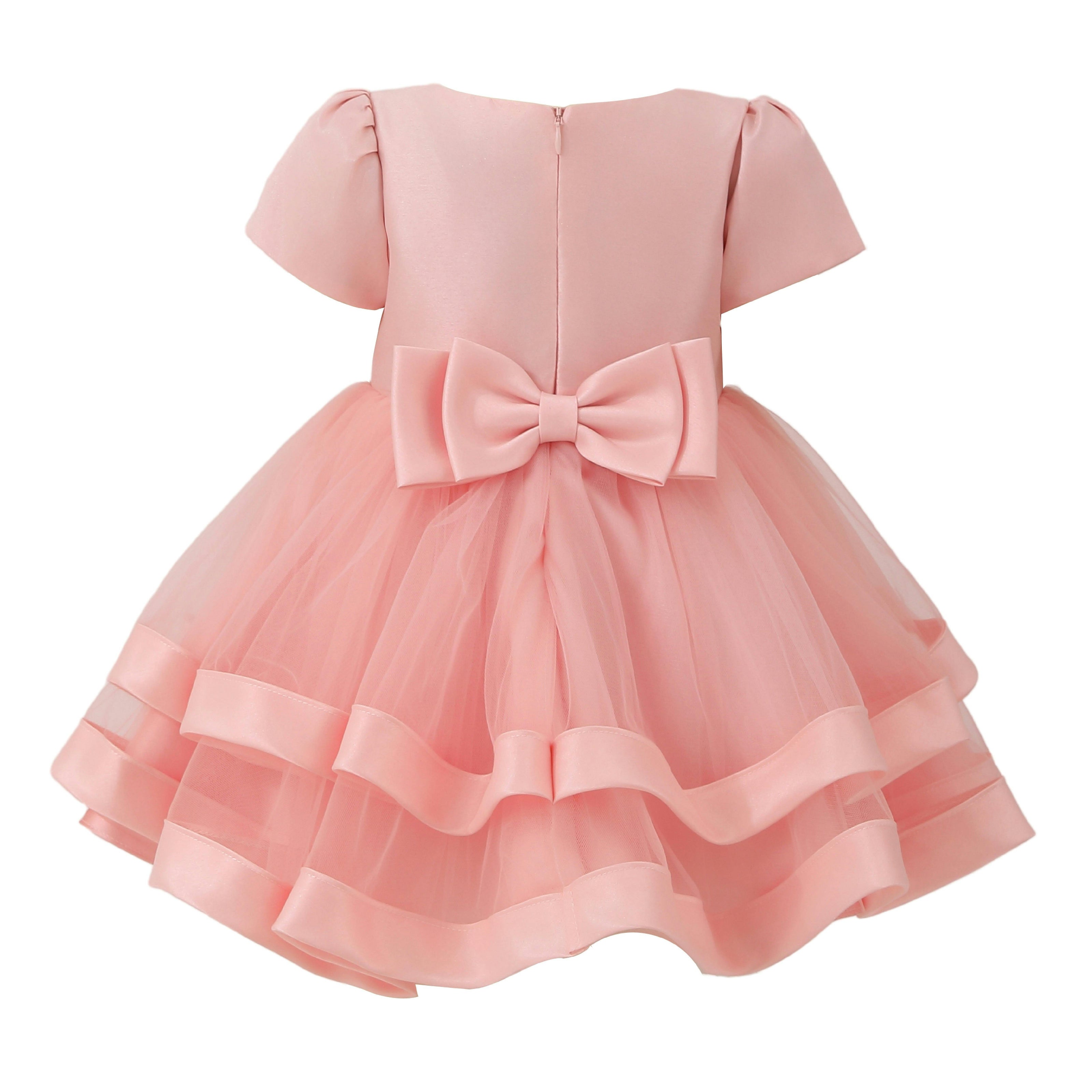 Pink Suttona Satin Bow Dress