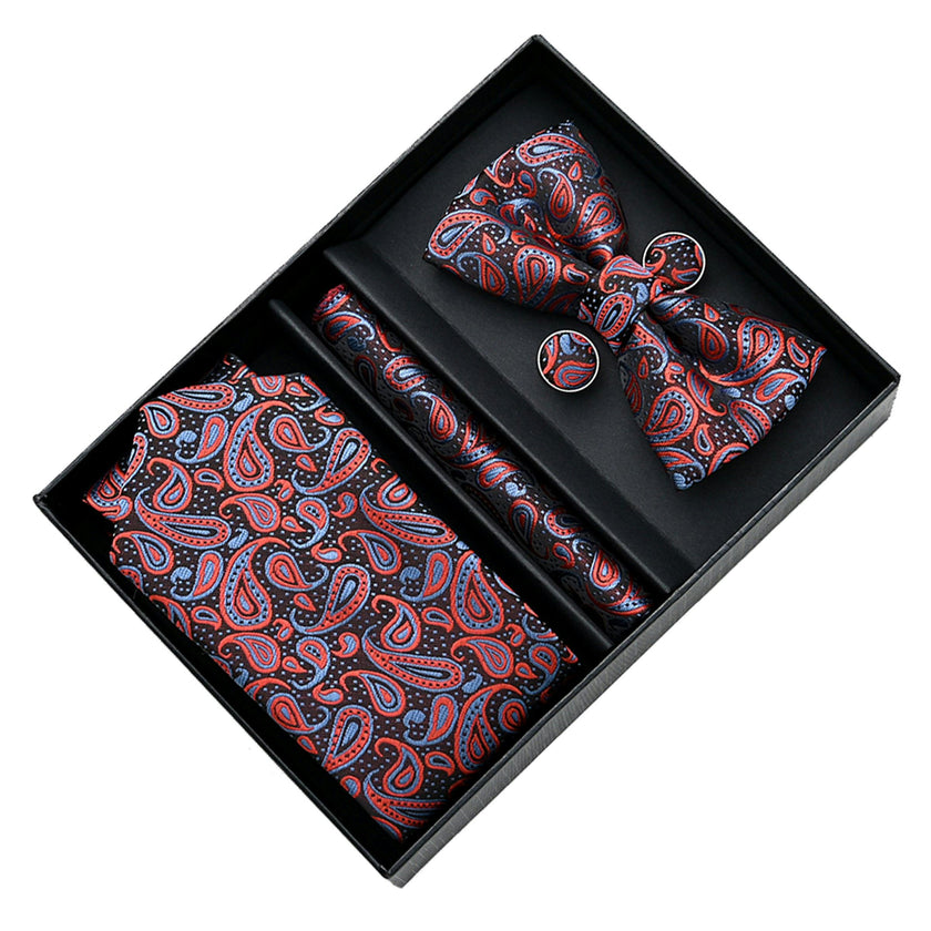 Red and Blue Paisley Tie Set