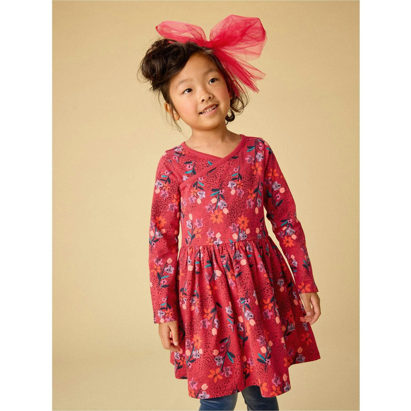 Long Sleeve Wrap Neck Dress, Purple