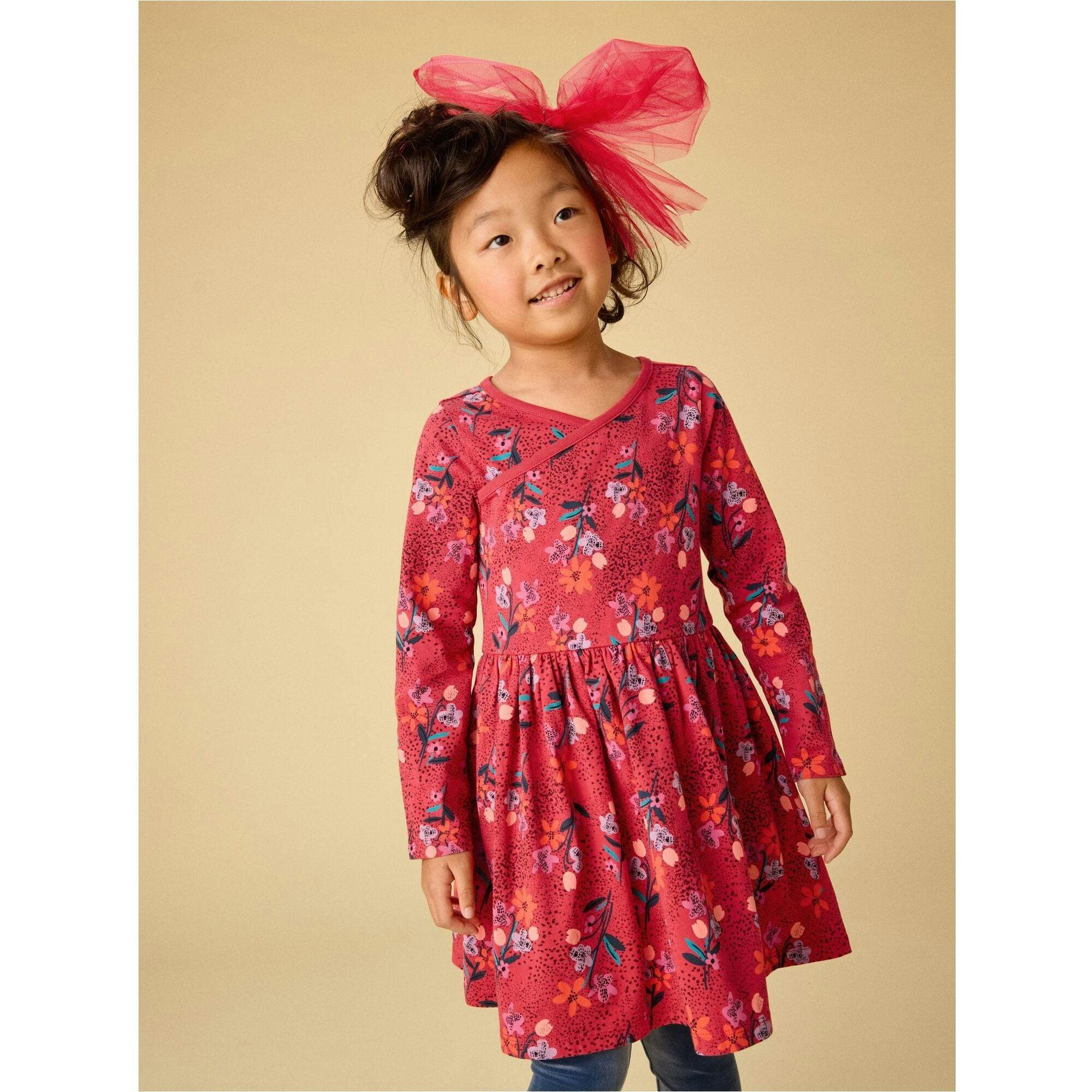 Long Sleeve Wrap Neck Dress, Purple
