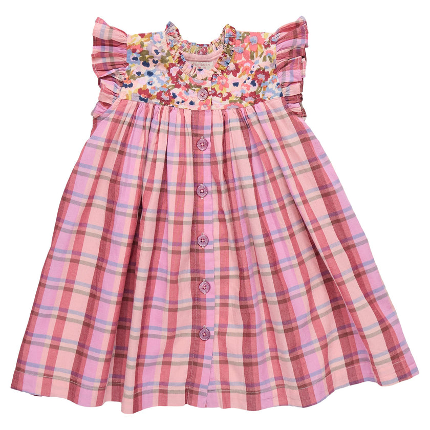 Girls Kaylee Dress - Burgundy Madras Plaid