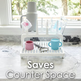 PopYum Glacier White Space Saving Drying Rack from 100% Recycled Bottles, countertop for Baby Bottles, Plastic Bags, Cups, Glass, tumblers, Compact