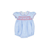 Princess Charlotte Sky Blue Smocked Baby Romper