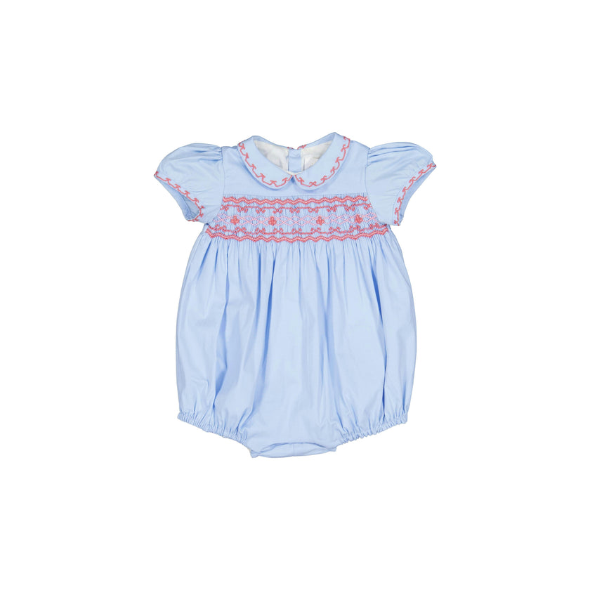 Princess Charlotte Sky Blue Smocked Baby Romper