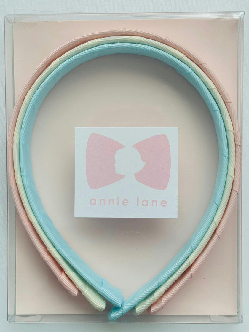 Set of three headbands - pink blush, antique white and light blue