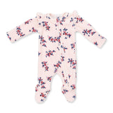 Nora Floral Velour - 2 Way Ruffle Sleeve Zipper Footie
