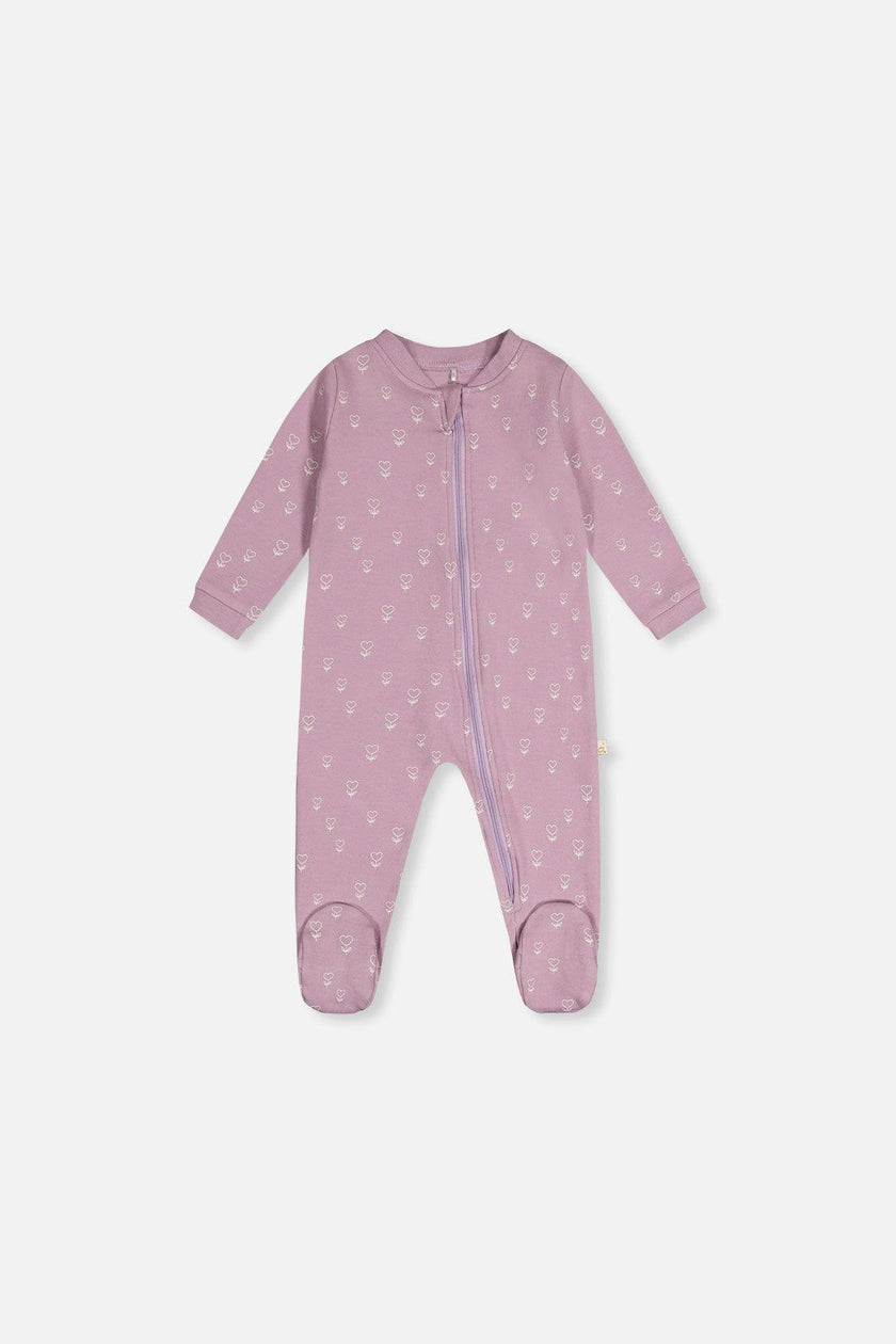 Baby Organic Cotton One Piece Pajama Purple Floral Print
