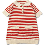Nautical Red Striped Knitted Collar Dress, Red