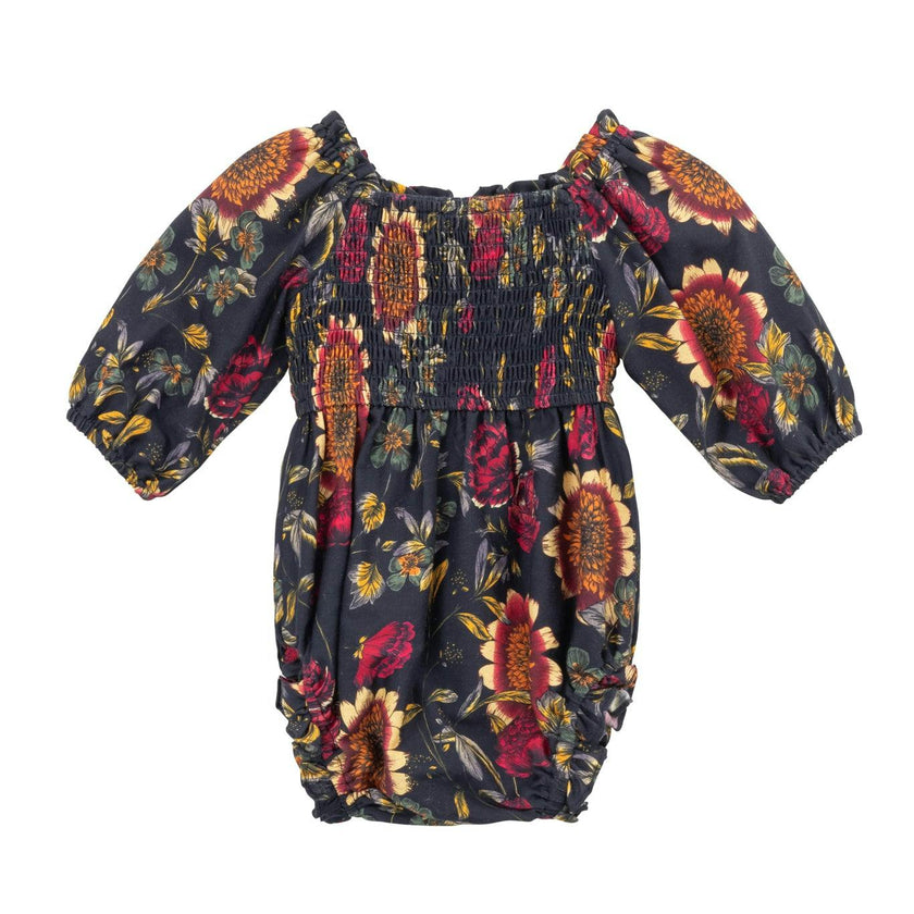 Baby Madeline Romper in Moody Sunflower