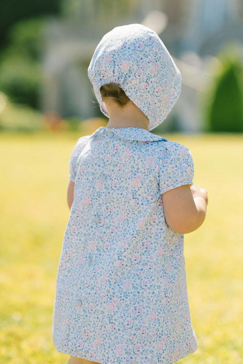 Olympe Blue Floral Smocked Baby Set with Bloomers and Hat