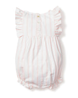 Baby's Twill Stripe Ruffled Romper in Pink and White Stripe