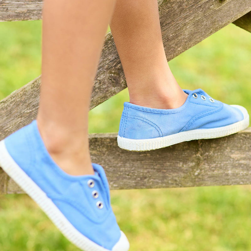 Hampton Canvas Plum Plimsolls in Ice Blue