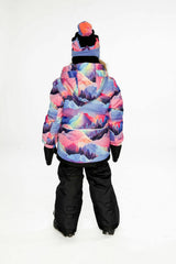 Two Piece Play Snowsuit Pink Mountain Print With Black Pants