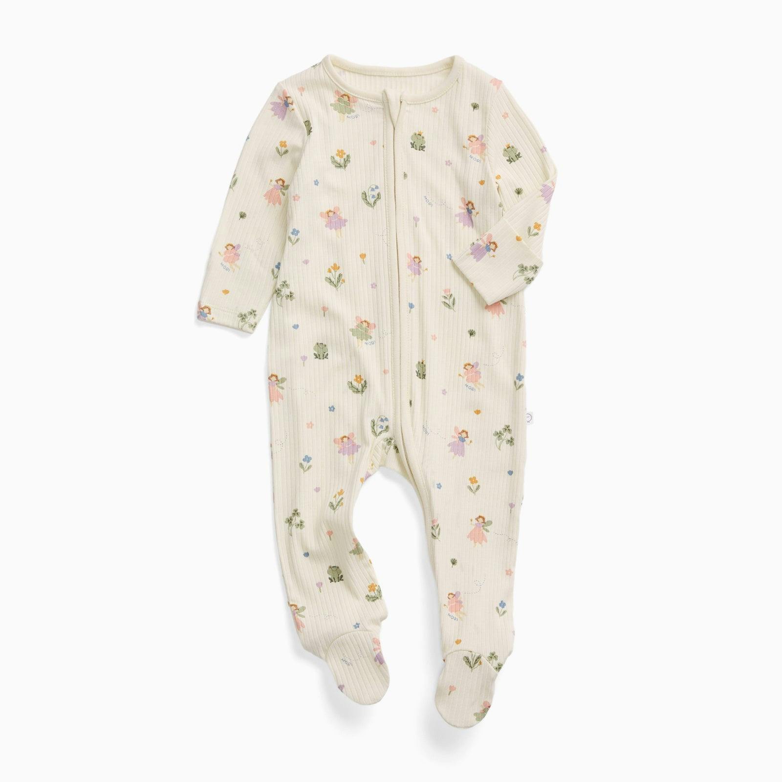 Fairy Garden Ribbed Clever Zip Baby Pajamas