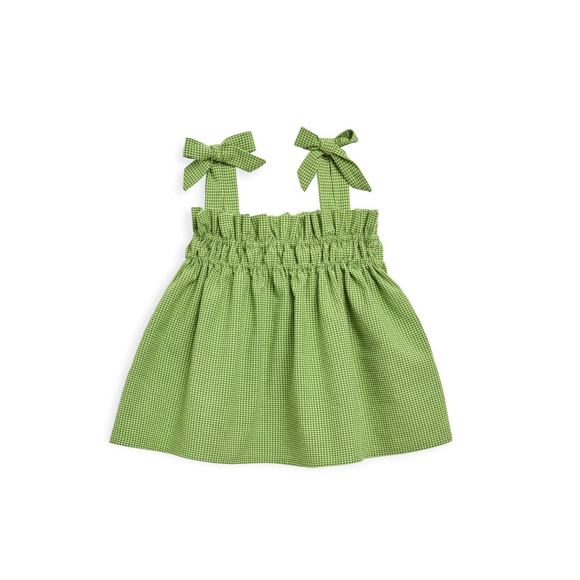 children's vichy frilled top - matcha green