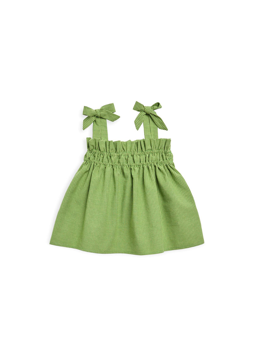 children's vichy frilled top - matcha green