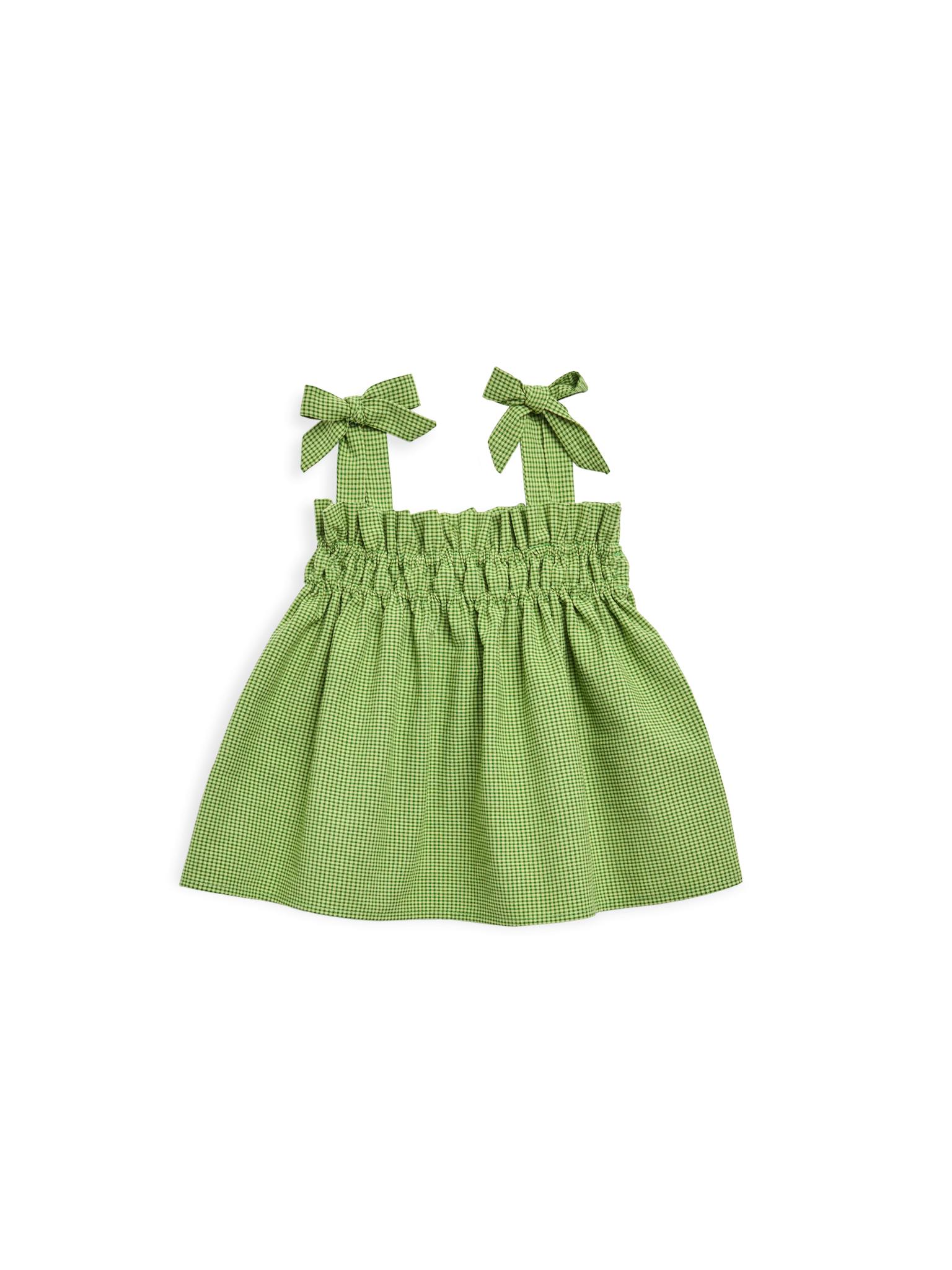 children's vichy frilled top - matcha green