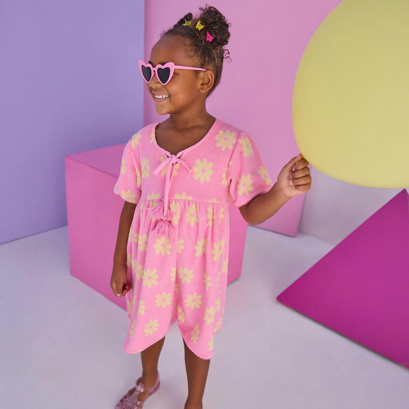 Riviera Dress - Pink Floral Terry