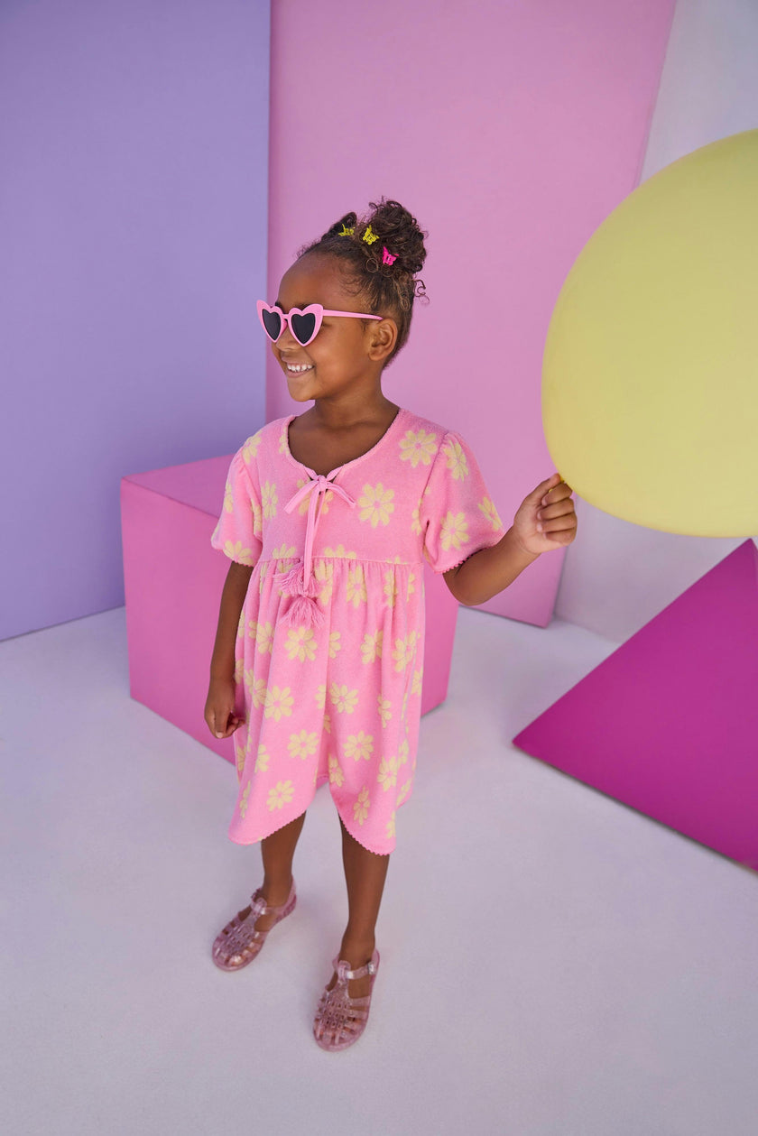 Riviera Dress - Pink Floral Terry