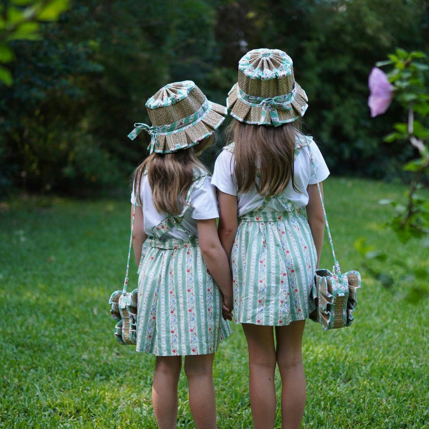 Lorna Murray x La Coqueta Sage Floral Stripe Beauty Point Girl Grass Hat