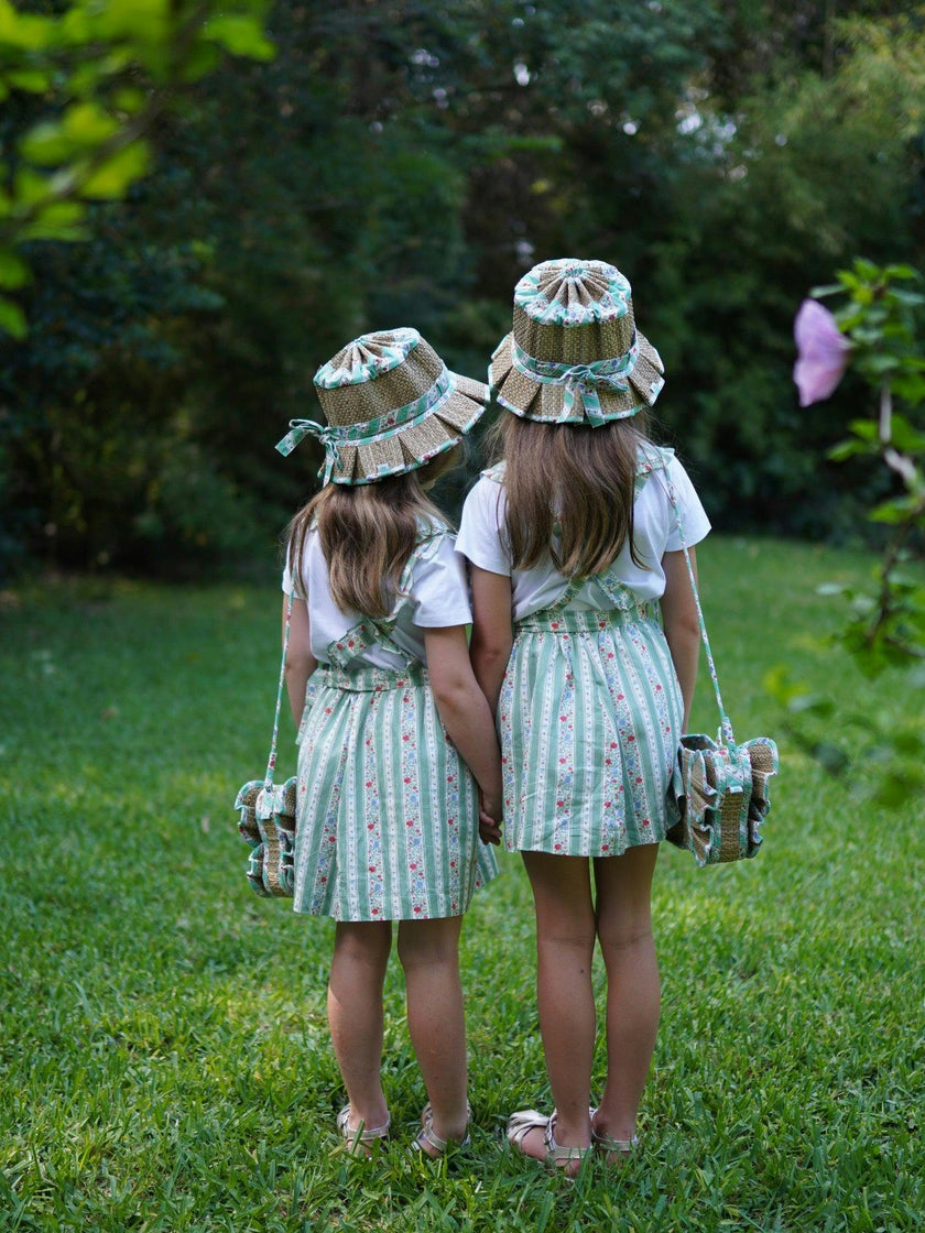 Lorna Murray x La Coqueta Sage Floral Stripe Beauty Point Girl Grass Hat