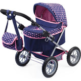 Trendy Pram Stroller for Toy Baby Dolls in Navy/Pink