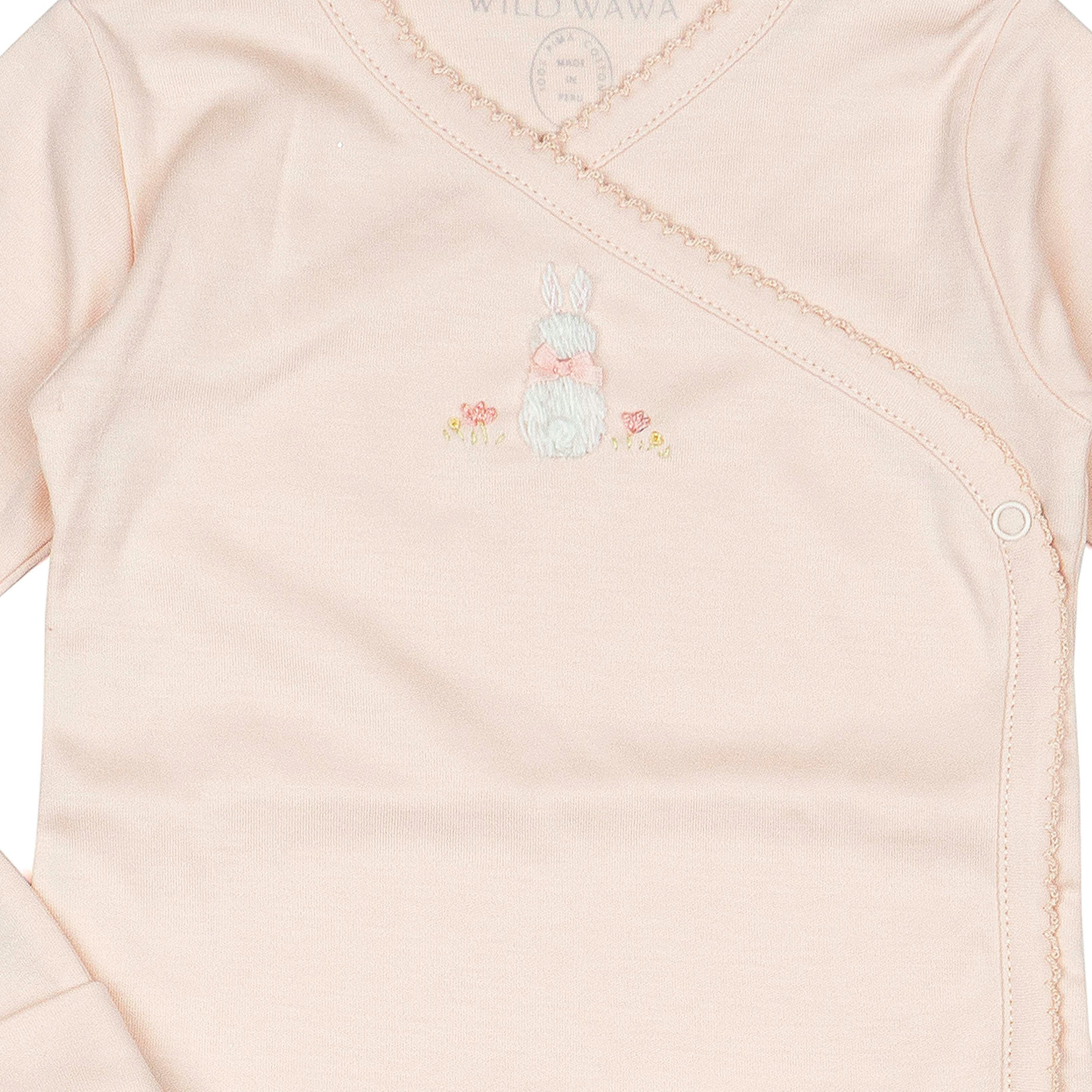 Pima Embroidered Bundle Set in Pink Bunny