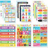 16-Piece Colorful Prek & Kindergarten Posters & 9-Piece Phonics & Vowels Posters
