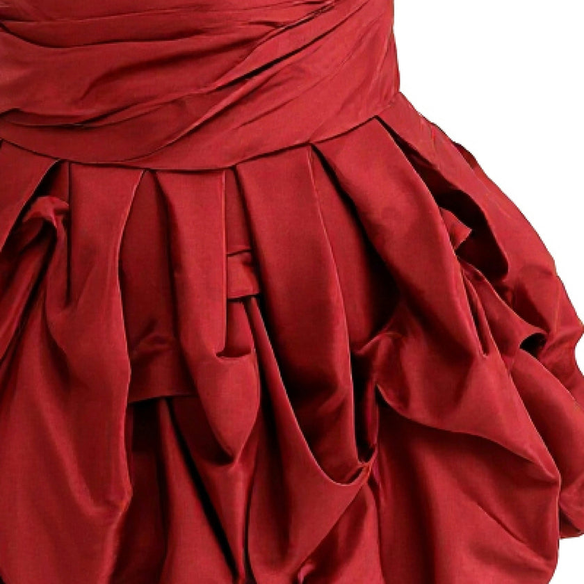 Burgundy Belblossom Strapless Satin Dress