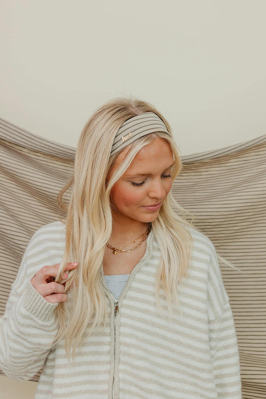 STRIPED OVERSIZED SCRUNCHIE + HEADBAND BUNDLE
